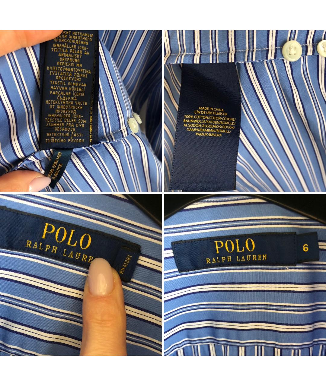 POLO RALPH LAUREN Синее хлопковое повседневное платье, фото 5