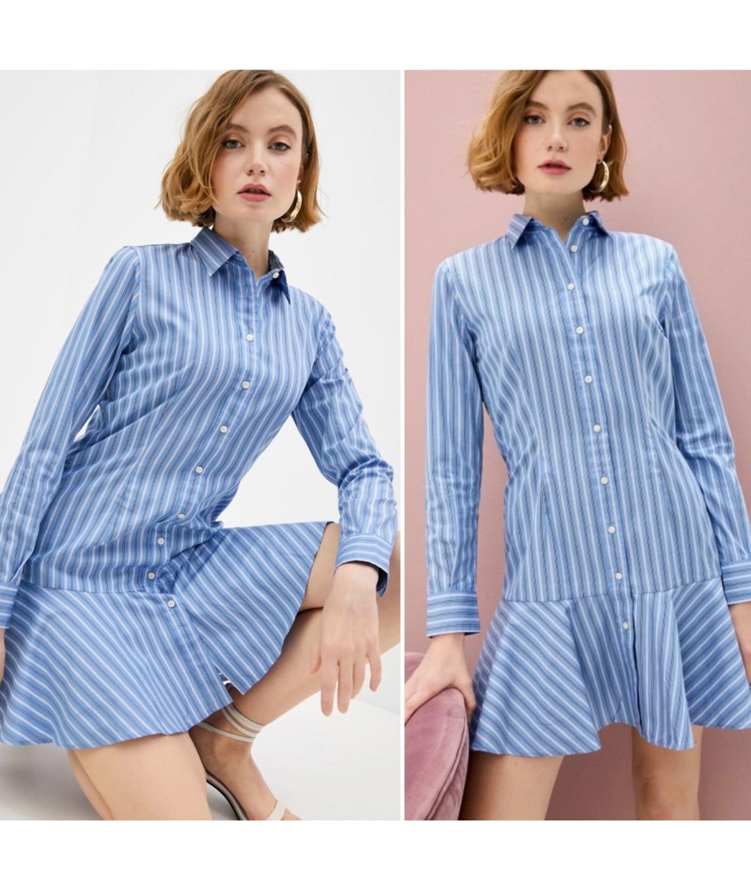 POLO RALPH LAUREN Синее хлопковое повседневное платье, фото 7