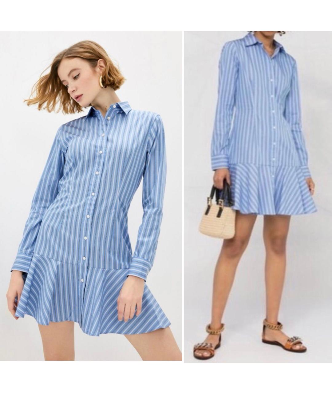 POLO RALPH LAUREN Синее хлопковое повседневное платье, фото 9