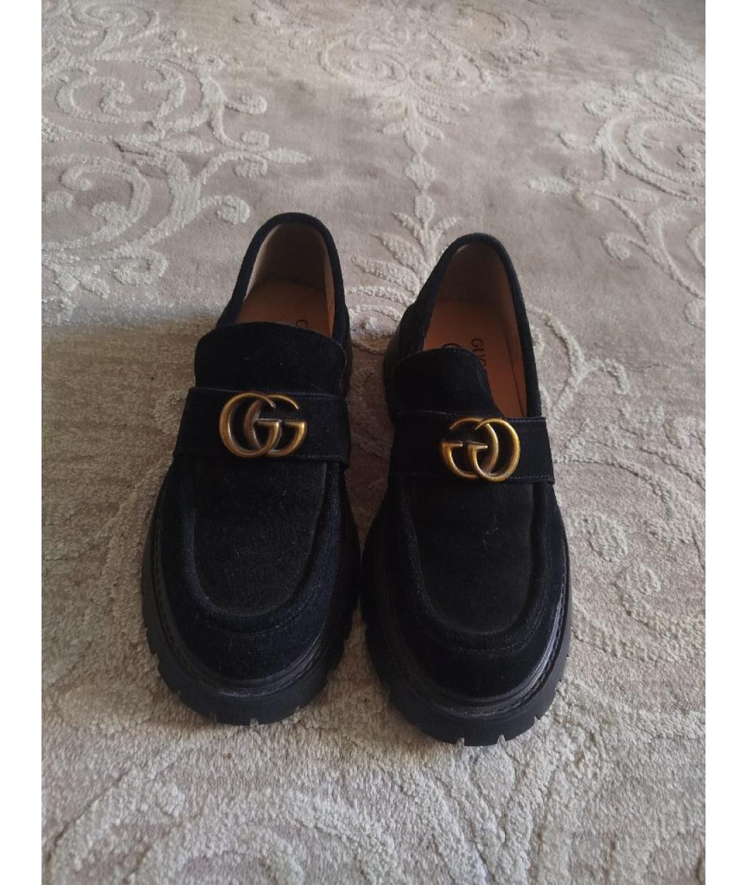 GUCCI Черные замшевые лоферы, фото 2