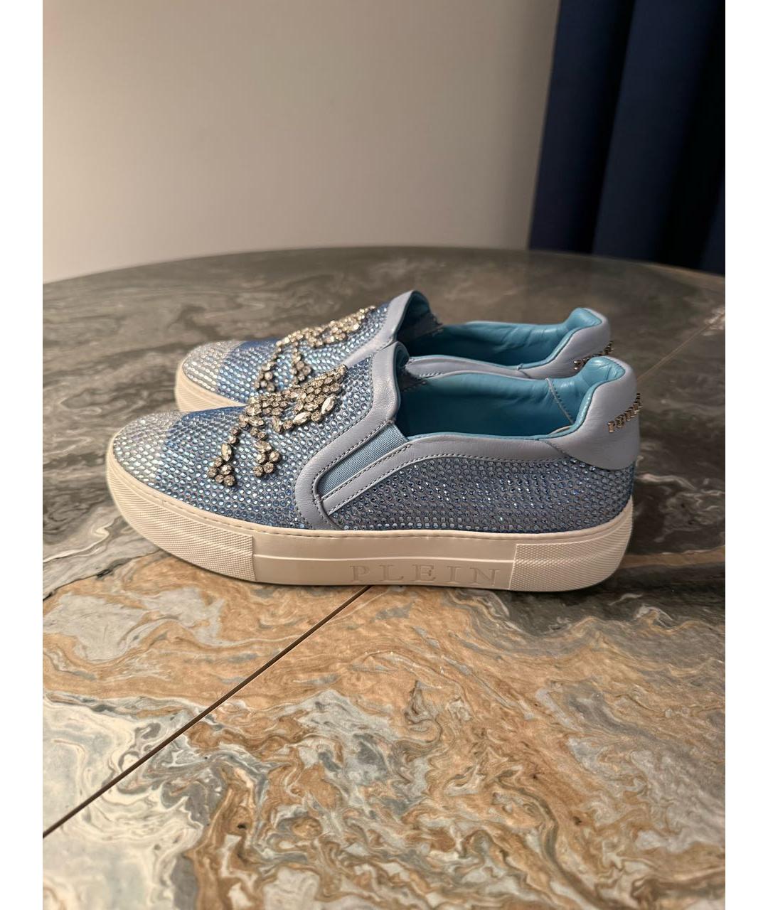 PHILIPP PLEIN Голубые кожаные лоферы, фото 7