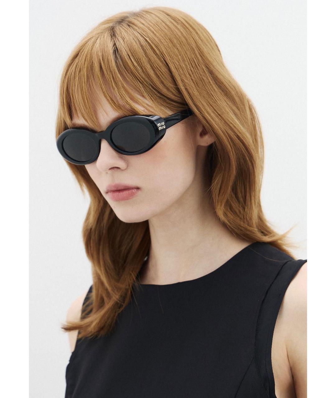 MIU MIU Черные пластиковые солнцезащитные очки, фото 7
