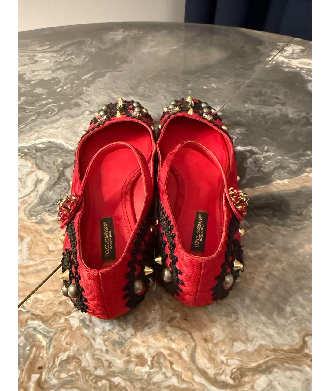 DOLCE&GABBANA Красные текстильные балетки, фото 4