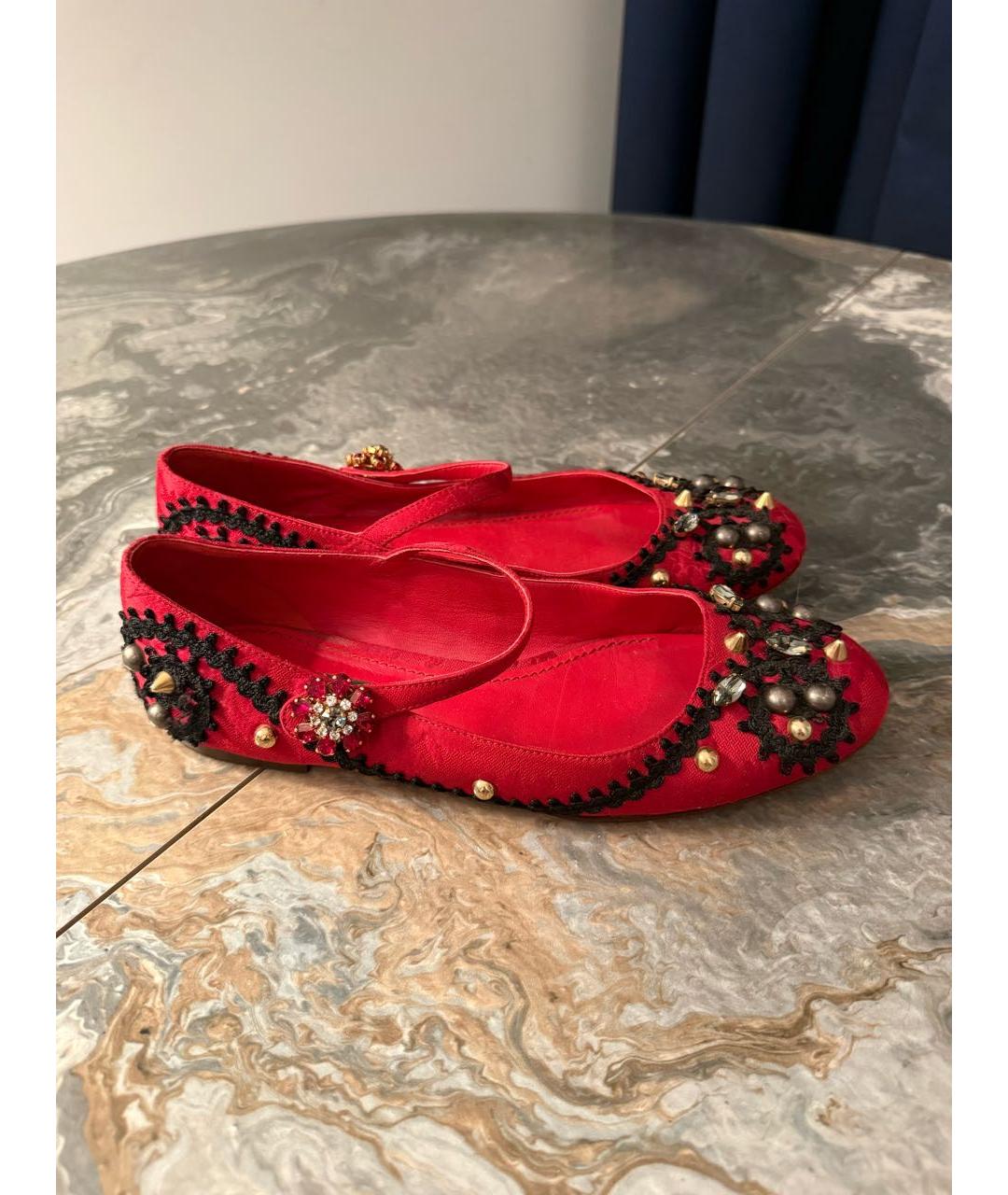 DOLCE&GABBANA Красные текстильные балетки, фото 8