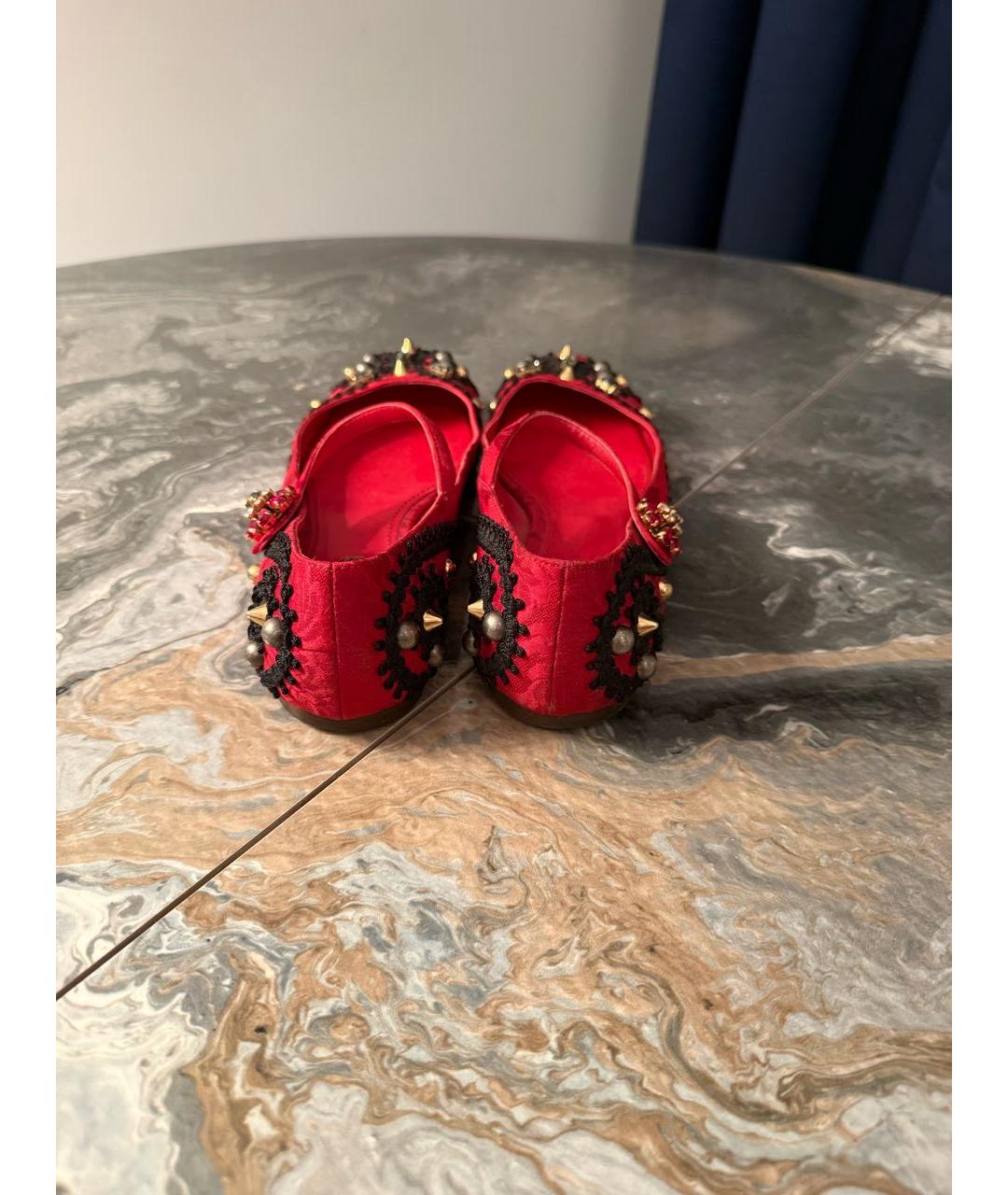 DOLCE&GABBANA Красные текстильные балетки, фото 5