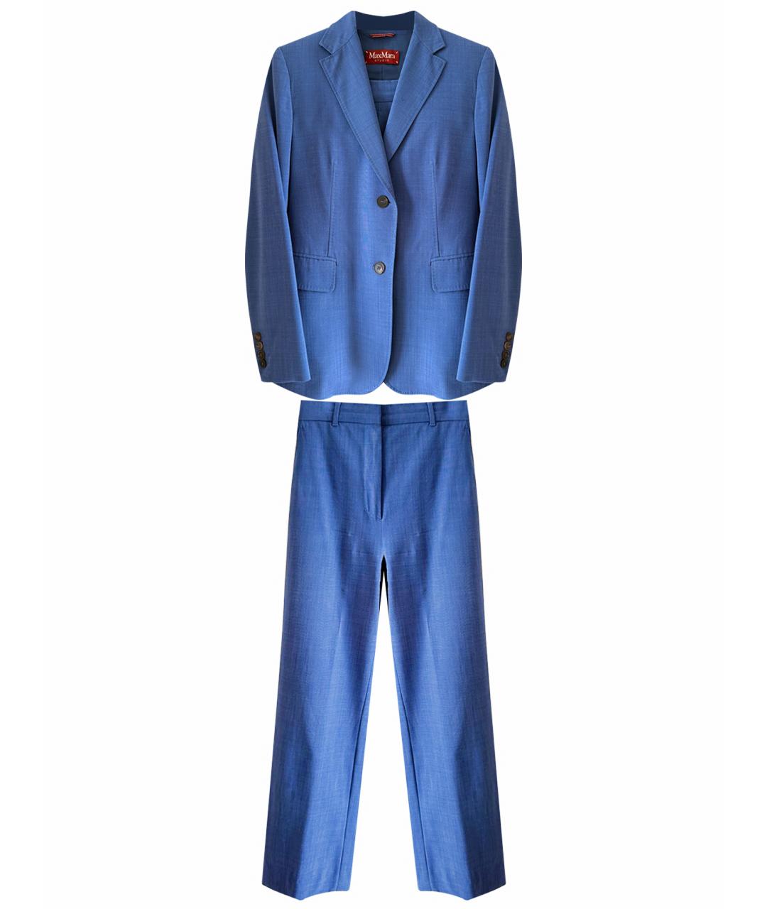 MAX MARA STUDIO Синий шерстяной костюм с брюками, фото 1
