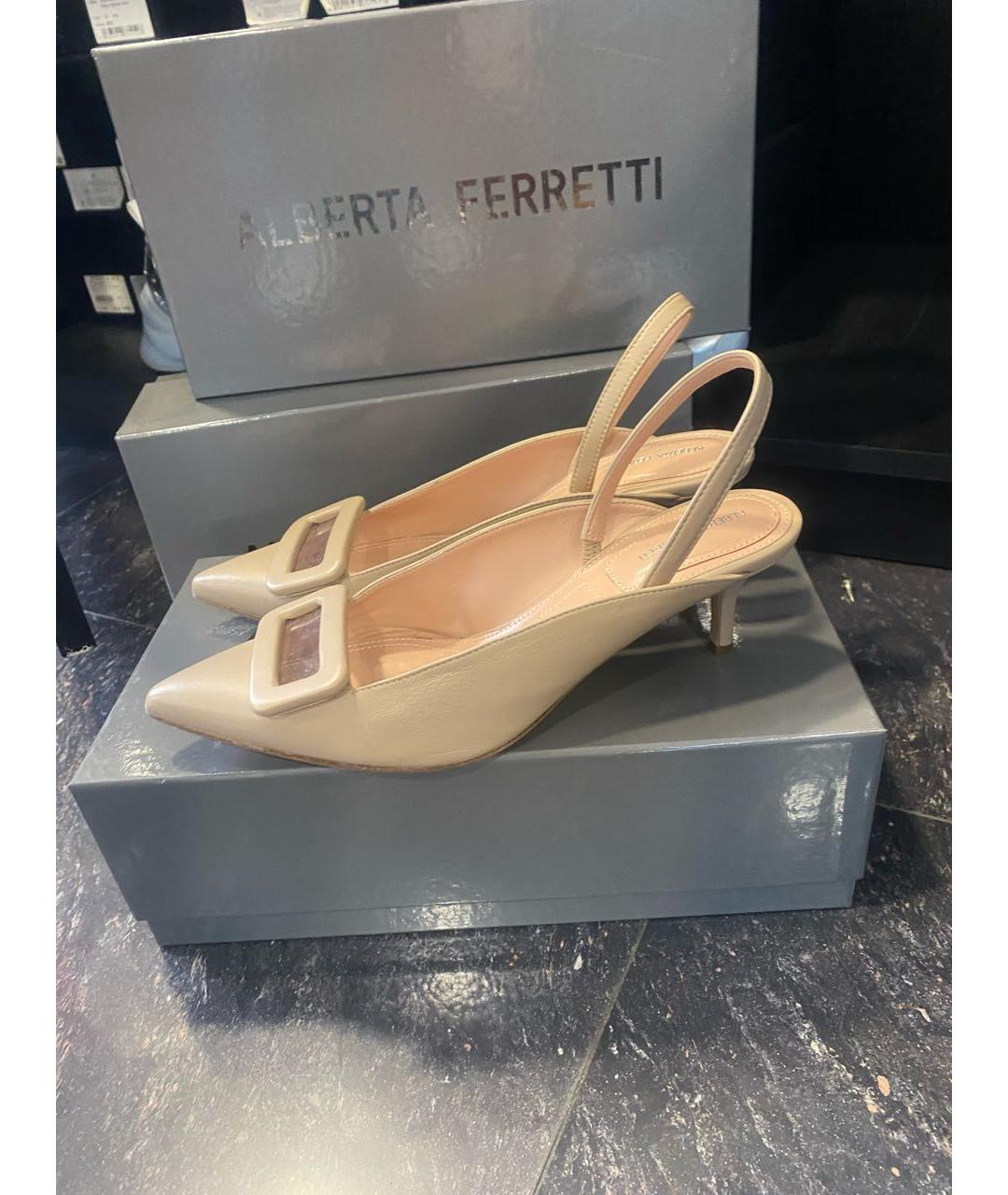 ALBERTA FERRETTI Бежевые кожаные туфли, фото 6