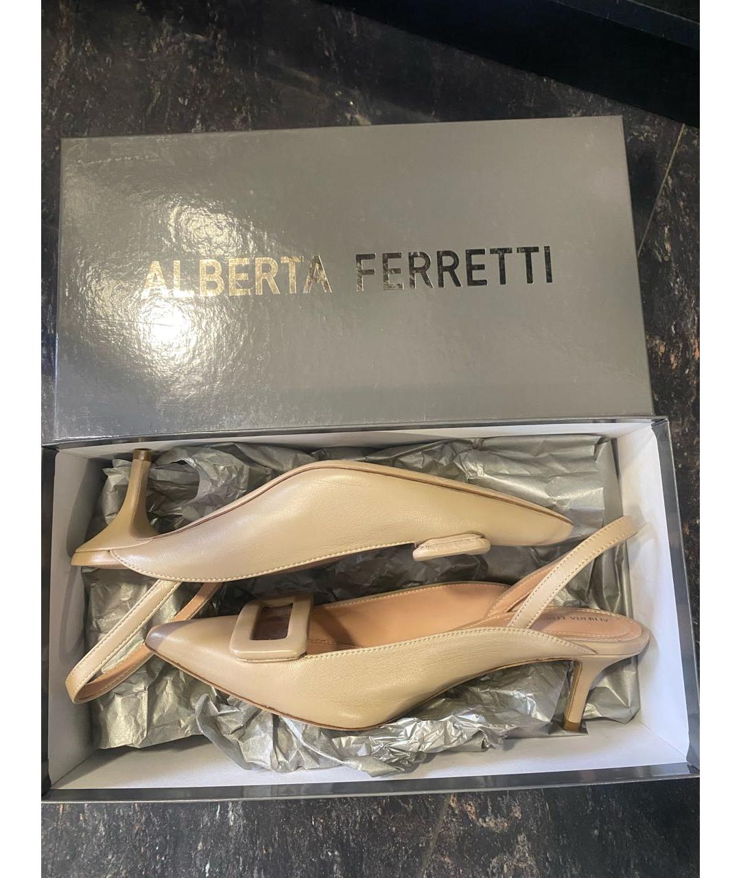 ALBERTA FERRETTI Бежевые кожаные туфли, фото 2