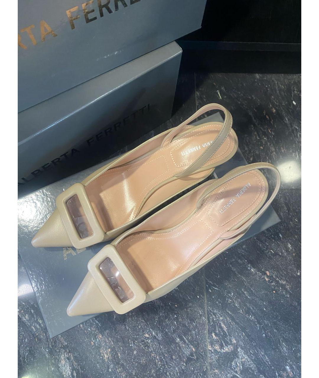 ALBERTA FERRETTI Бежевые кожаные туфли, фото 3