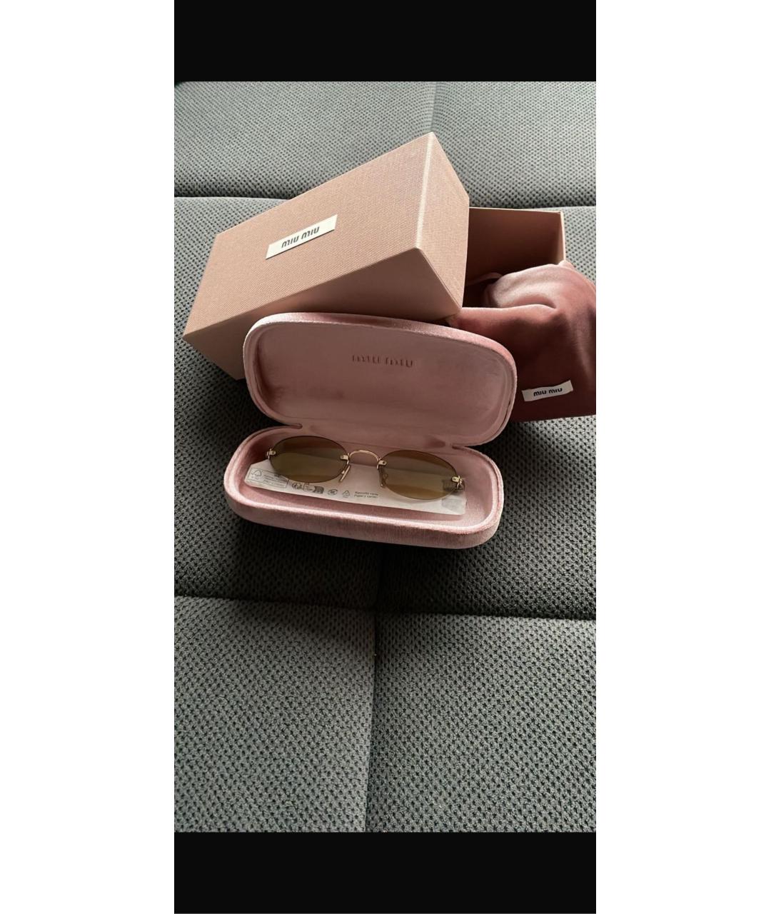 MIU MIU Золотые металлические солнцезащитные очки, фото 6