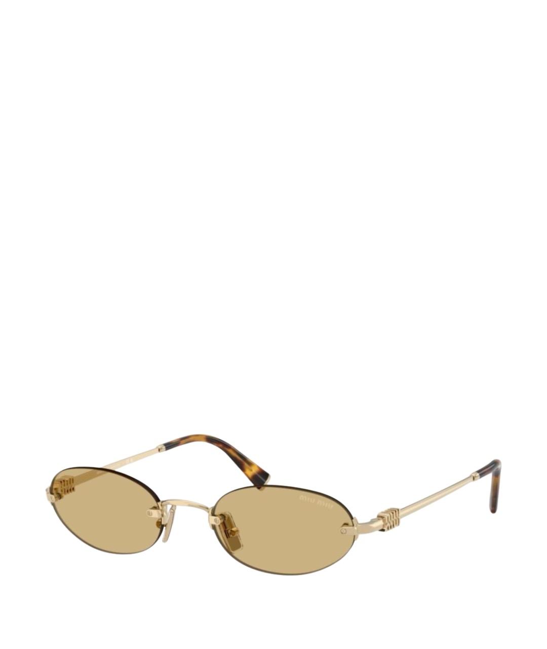 MIU MIU Золотые металлические солнцезащитные очки, фото 1