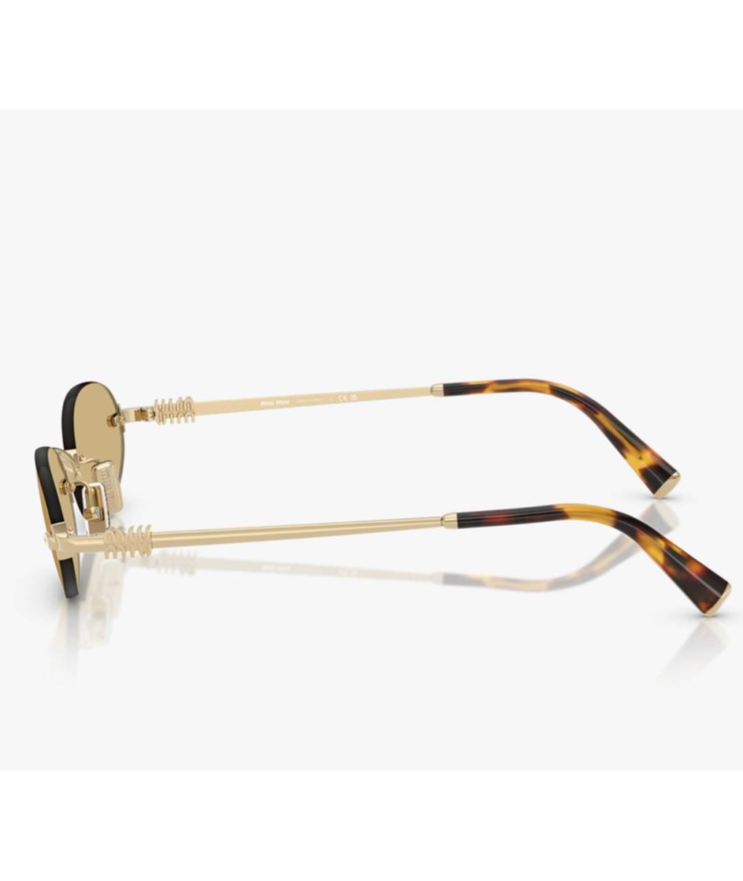 MIU MIU Золотые металлические солнцезащитные очки, фото 3