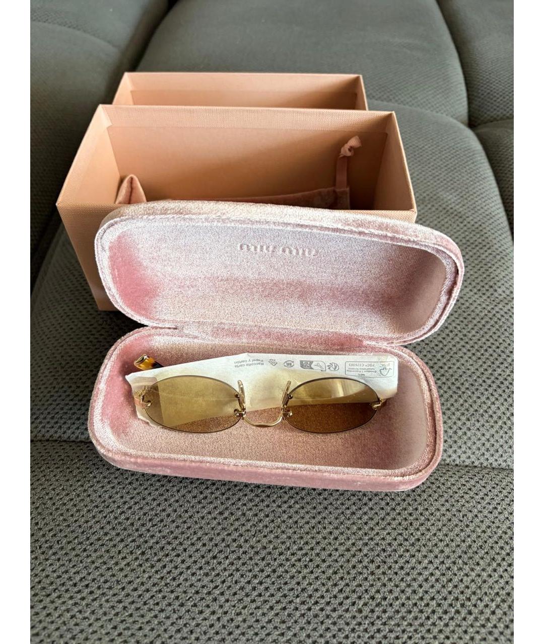 MIU MIU Золотые металлические солнцезащитные очки, фото 7