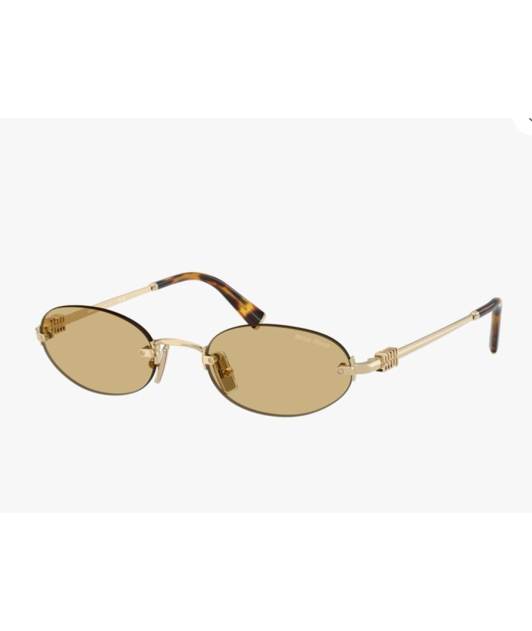 MIU MIU Золотые металлические солнцезащитные очки, фото 9