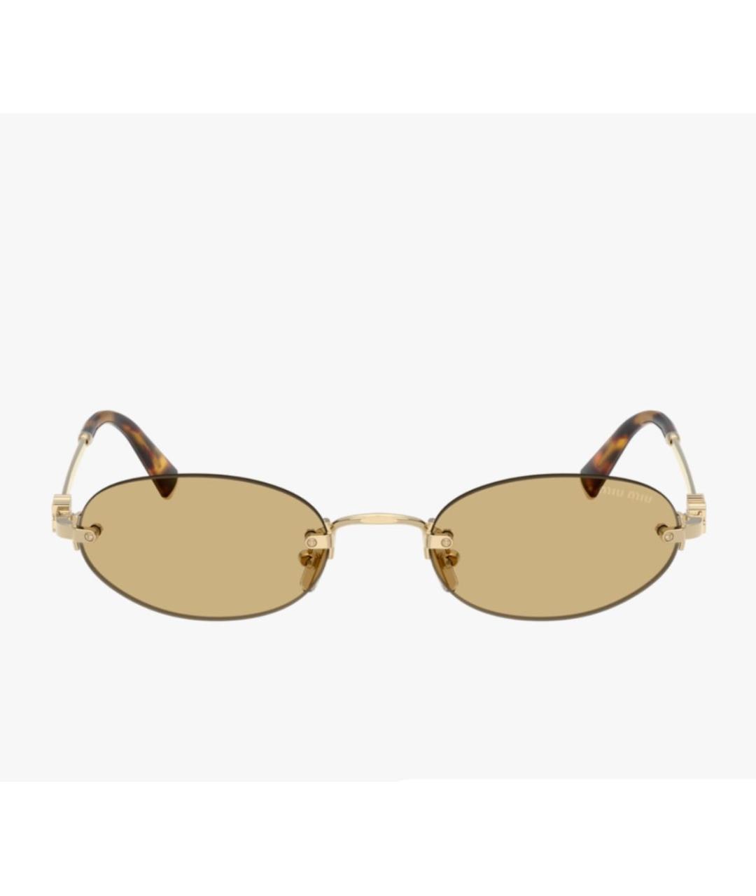 MIU MIU Золотые металлические солнцезащитные очки, фото 2