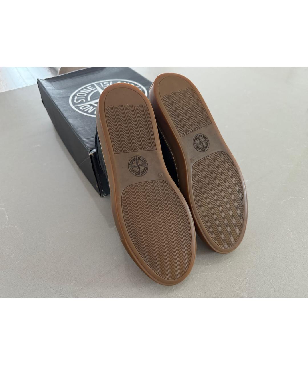STONE ISLAND Черные кожаные низкие кроссовки / кеды, фото 5