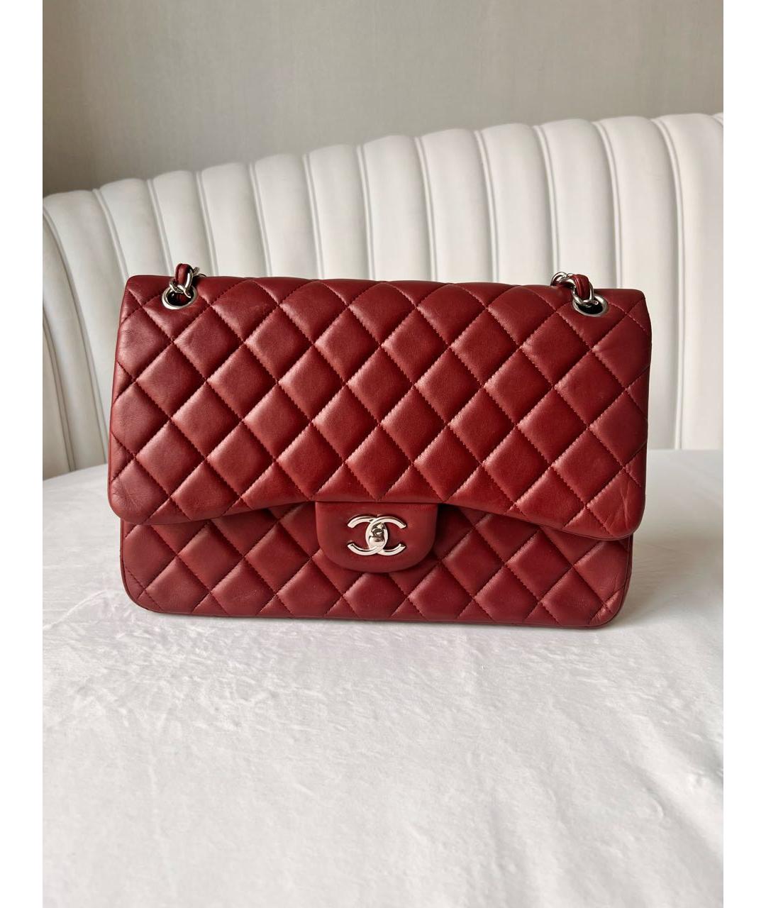 CHANEL Бордовая кожаная сумка через плечо, фото 9