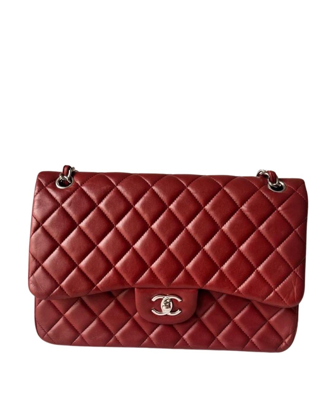 CHANEL Бордовая кожаная сумка через плечо, фото 1