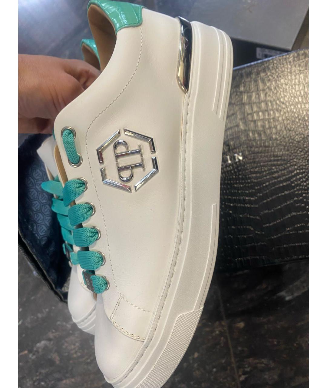 PHILIPP PLEIN Белые кожаные кеды, фото 4