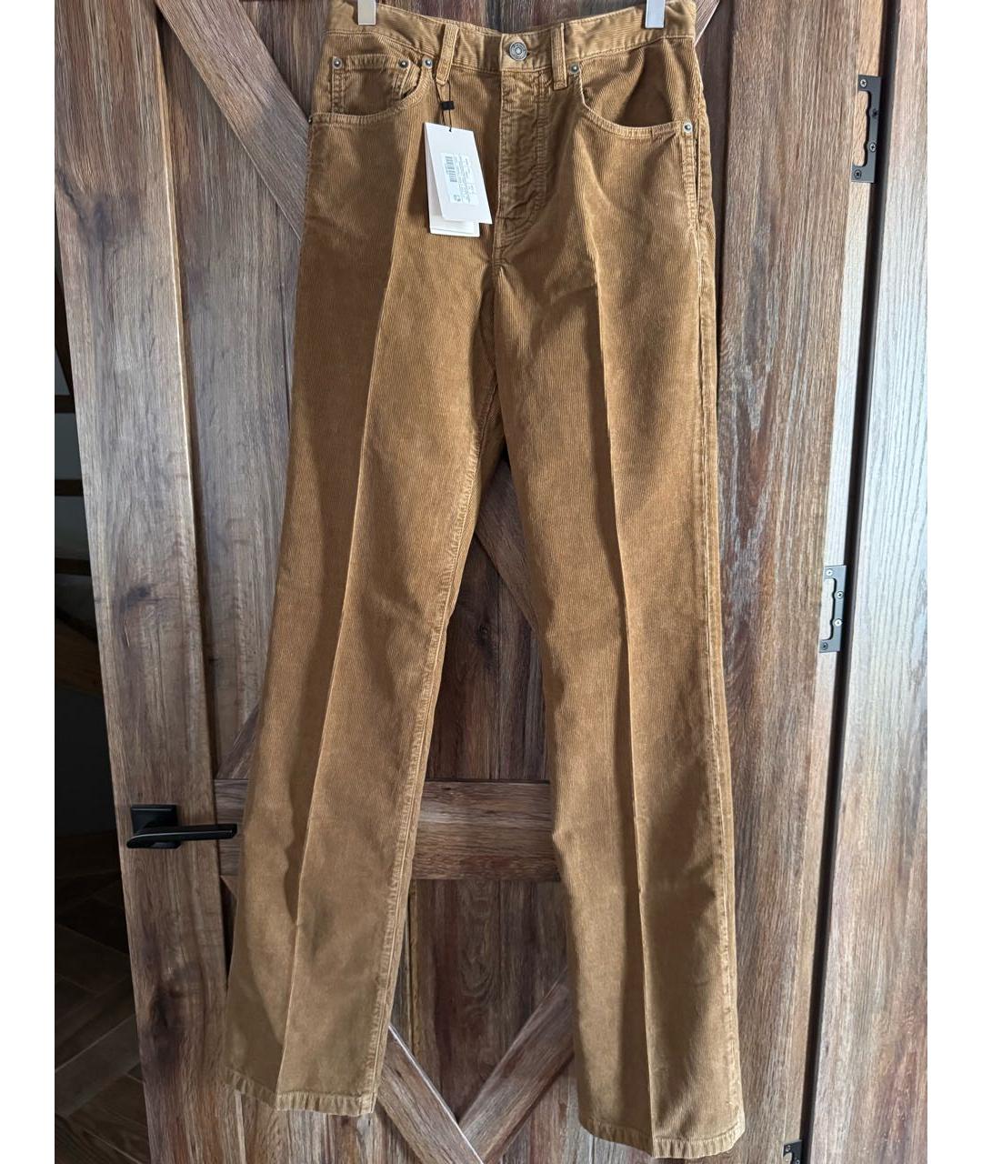 SAINT LAURENT Коричневые хлопко-эластановые прямые джинсы, фото 2