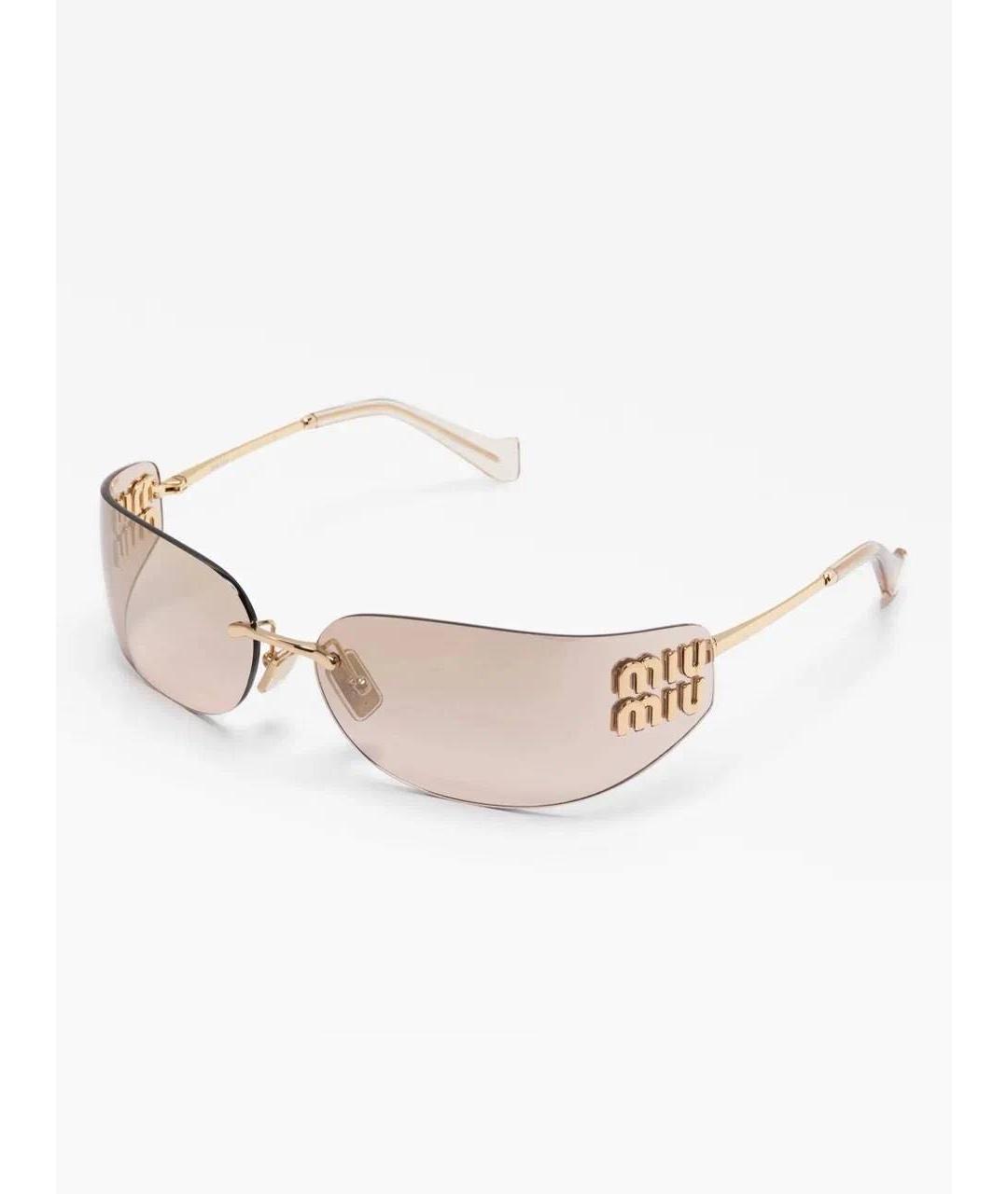MIU MIU Золотые металлические солнцезащитные очки, фото 9