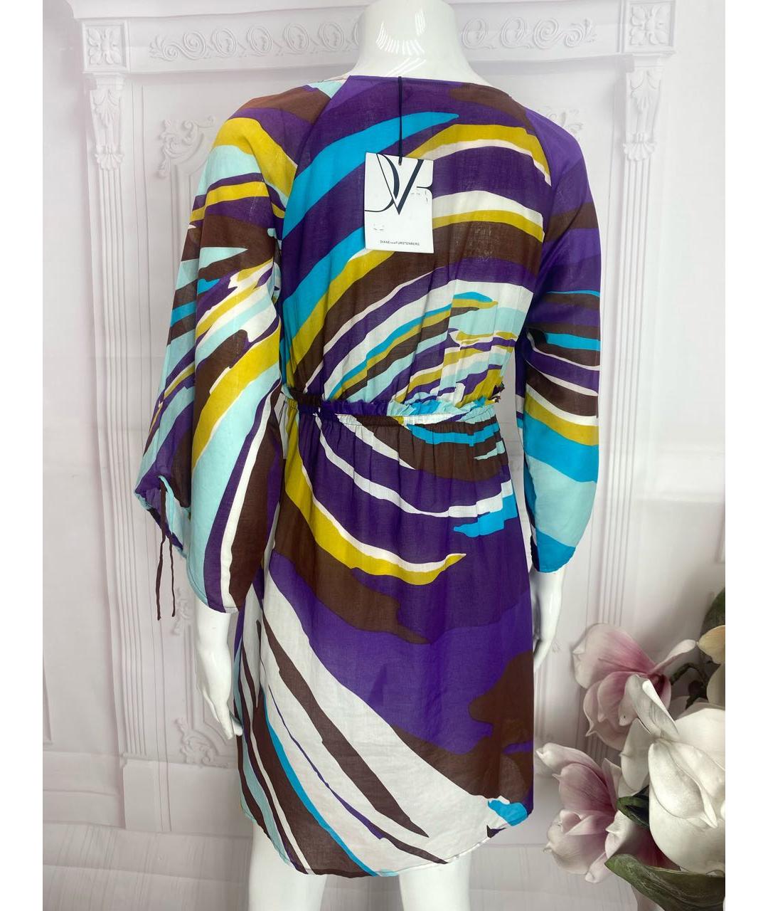 DIANE VON FURSTENBERG Мульти хлопковое платье, фото 7