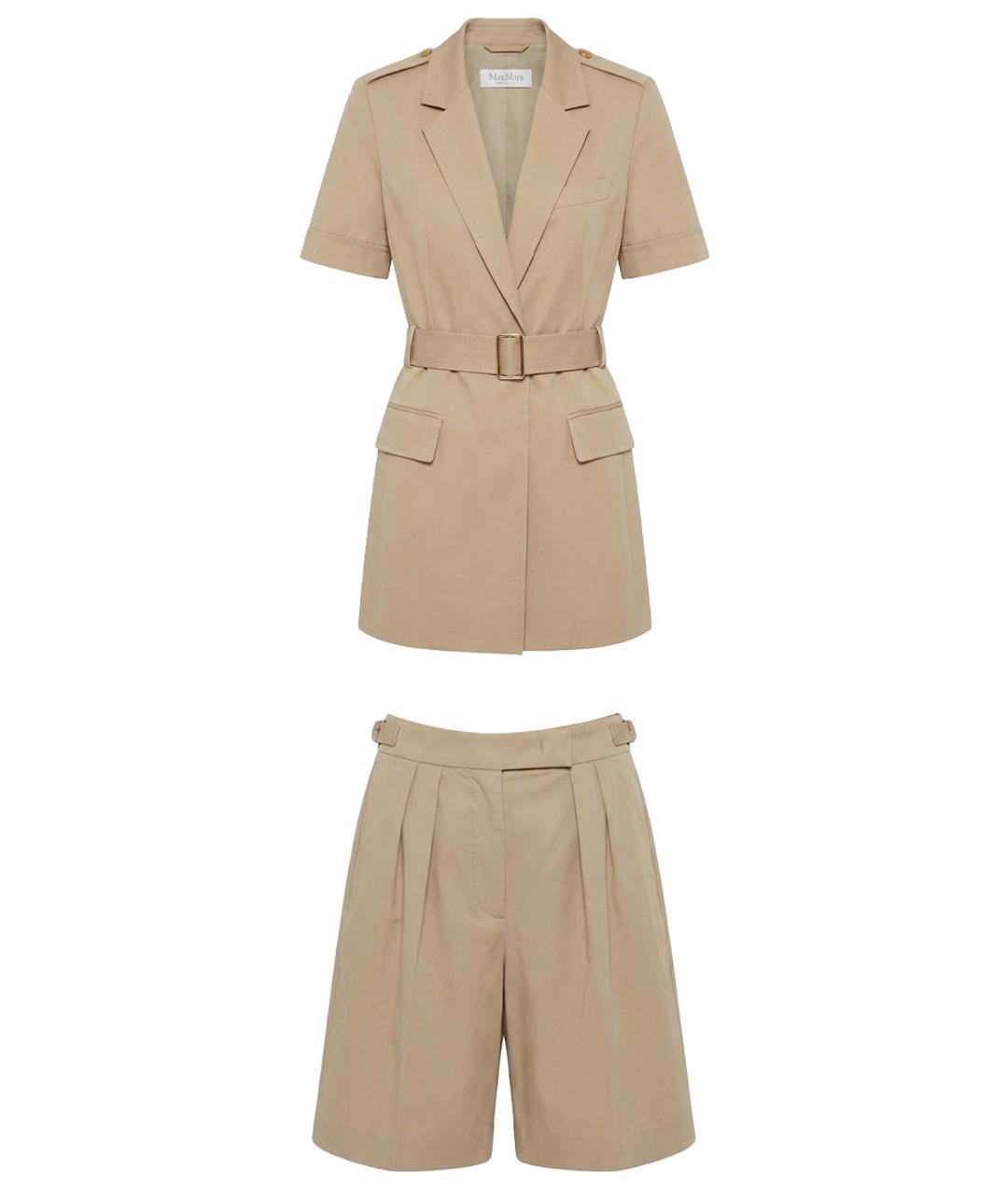 MAX MARA Бежевый хлопковый костюм с брюками, фото 1