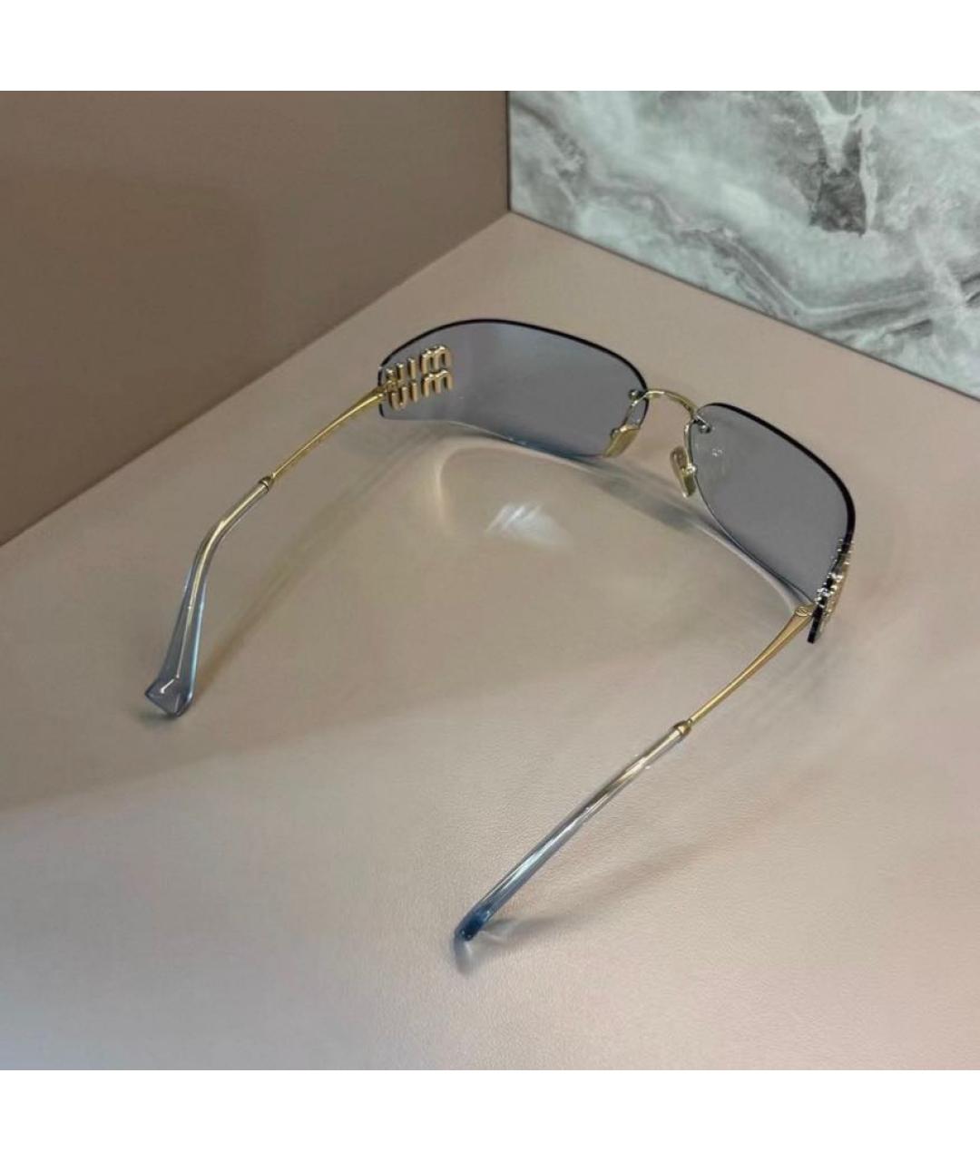 MIU MIU Золотые металлические солнцезащитные очки, фото 5
