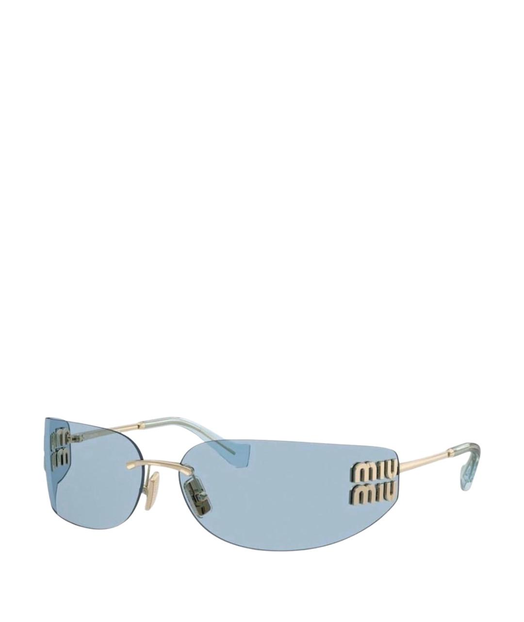 MIU MIU Золотые металлические солнцезащитные очки, фото 1
