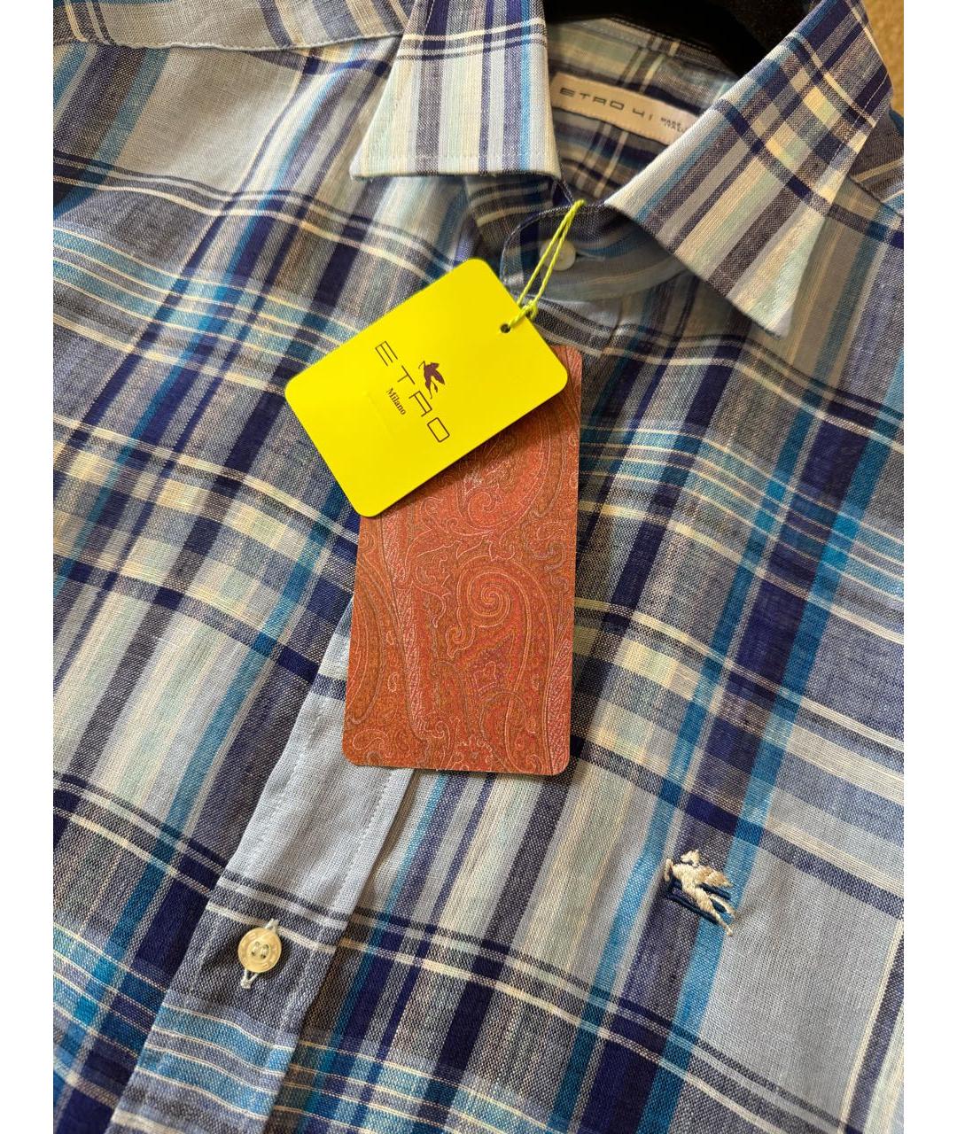 ETRO Синяя льняная кэжуал рубашка, фото 5