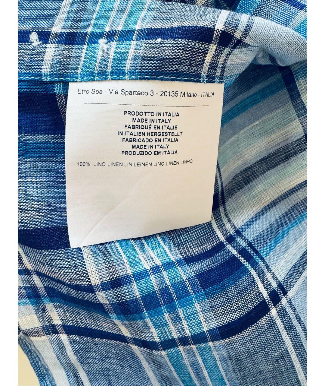 ETRO Синяя льняная кэжуал рубашка, фото 6
