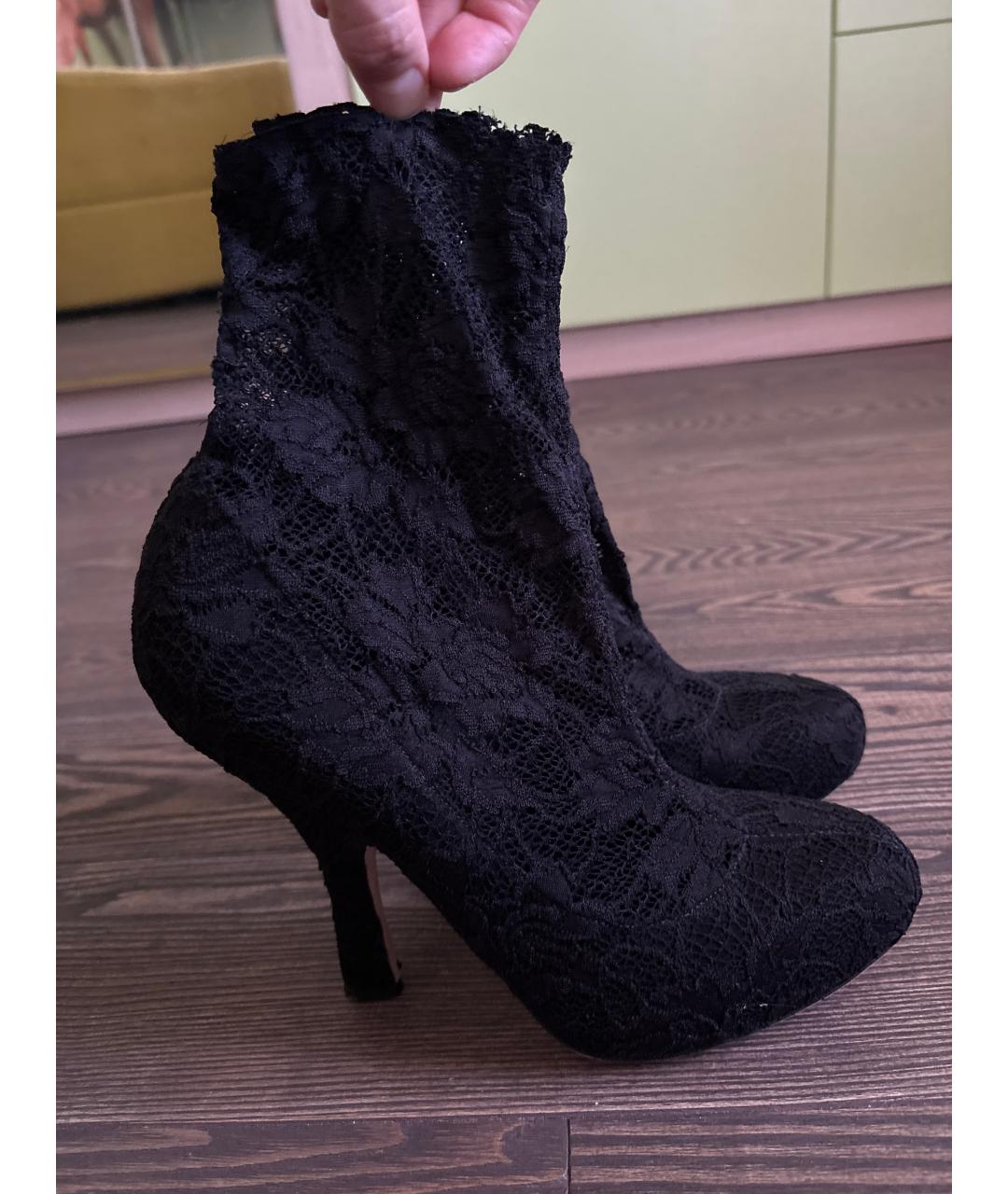 DOLCE&GABBANA Черные текстильные ботильоны, фото 6