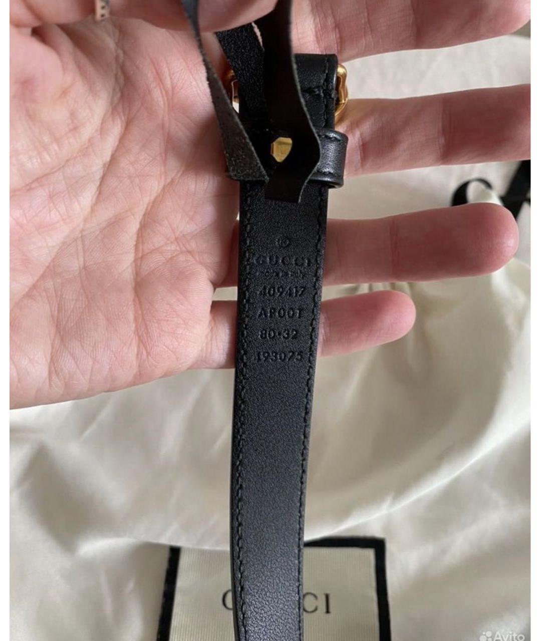 GUCCI Черный кожаный ремень, фото 3