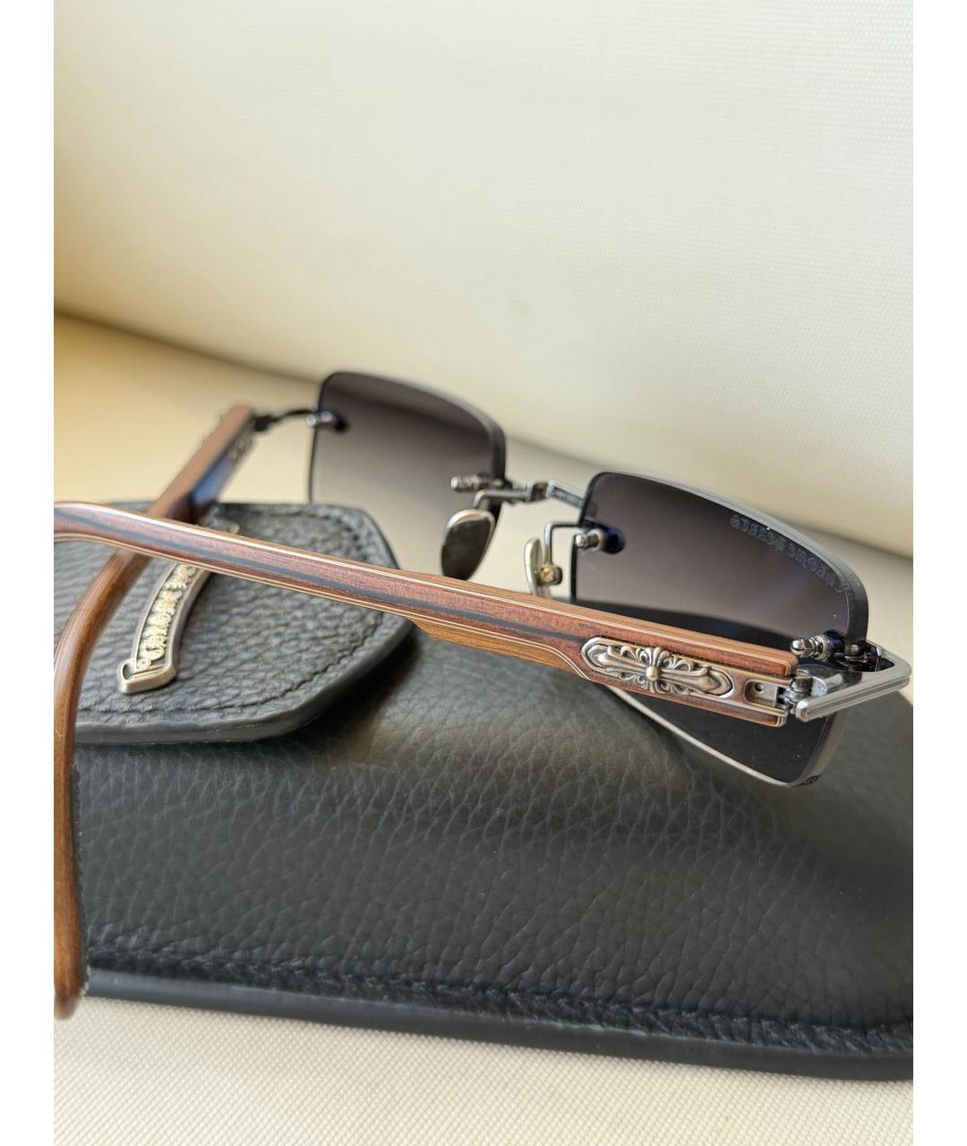 CHROME HEARTS Коричневые деревянные солнцезащитные очки, фото 8