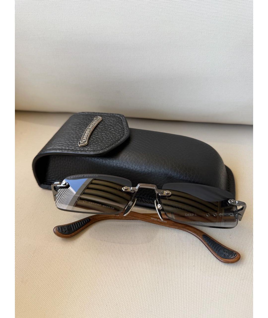 CHROME HEARTS Коричневые деревянные солнцезащитные очки, фото 3