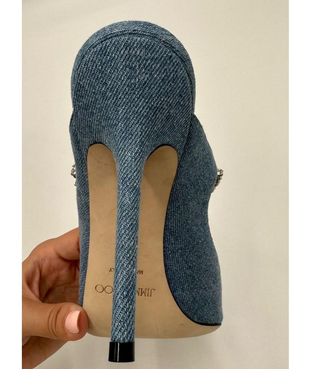 JIMMY CHOO Голубые текстильные сабо, фото 6