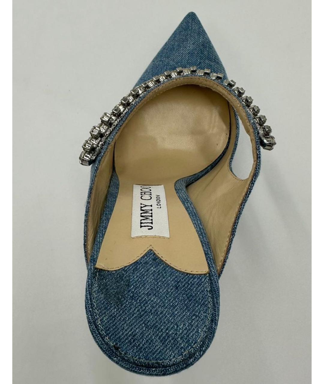 JIMMY CHOO Голубые текстильные сабо, фото 4
