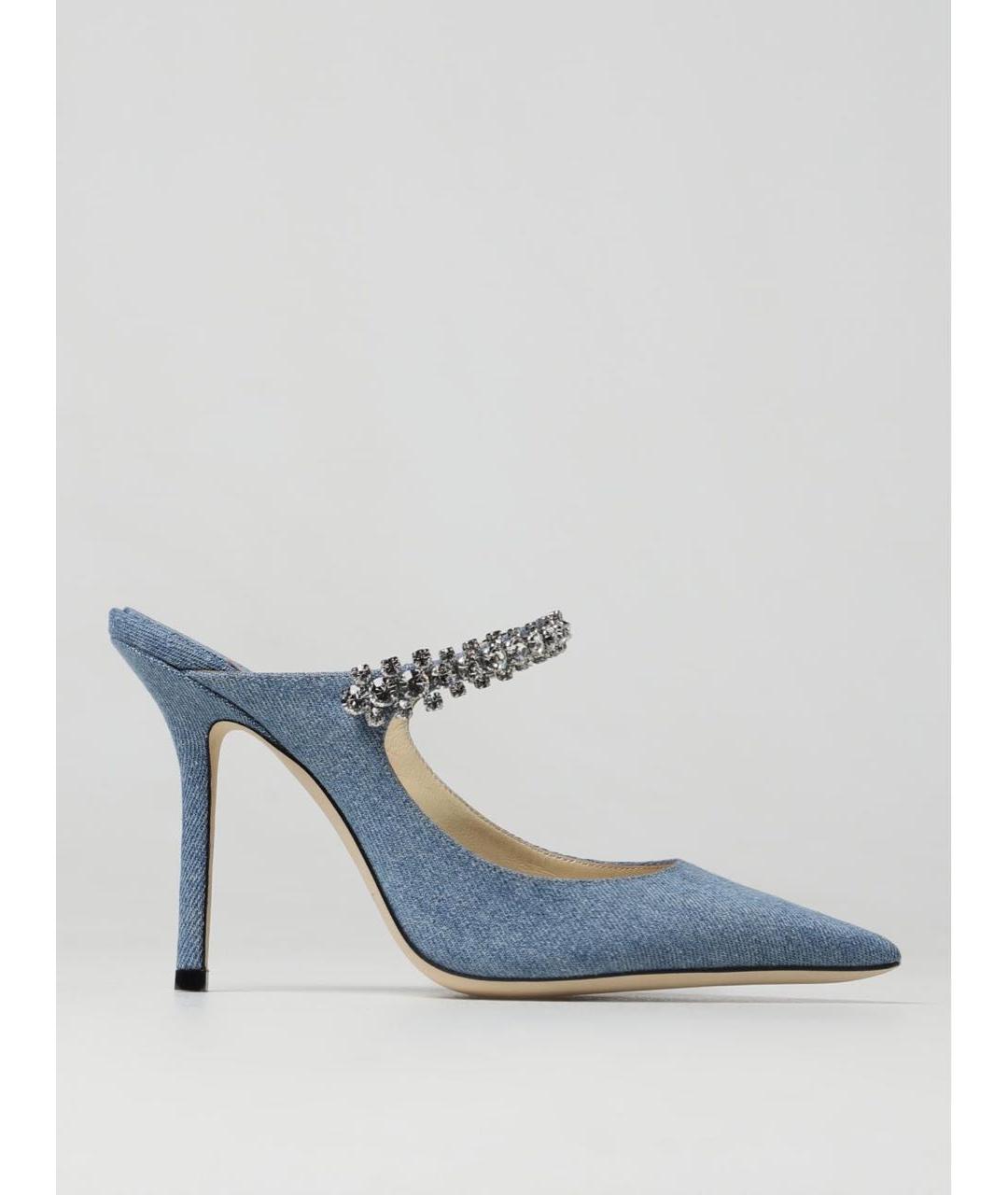 JIMMY CHOO Голубые текстильные сабо, фото 8