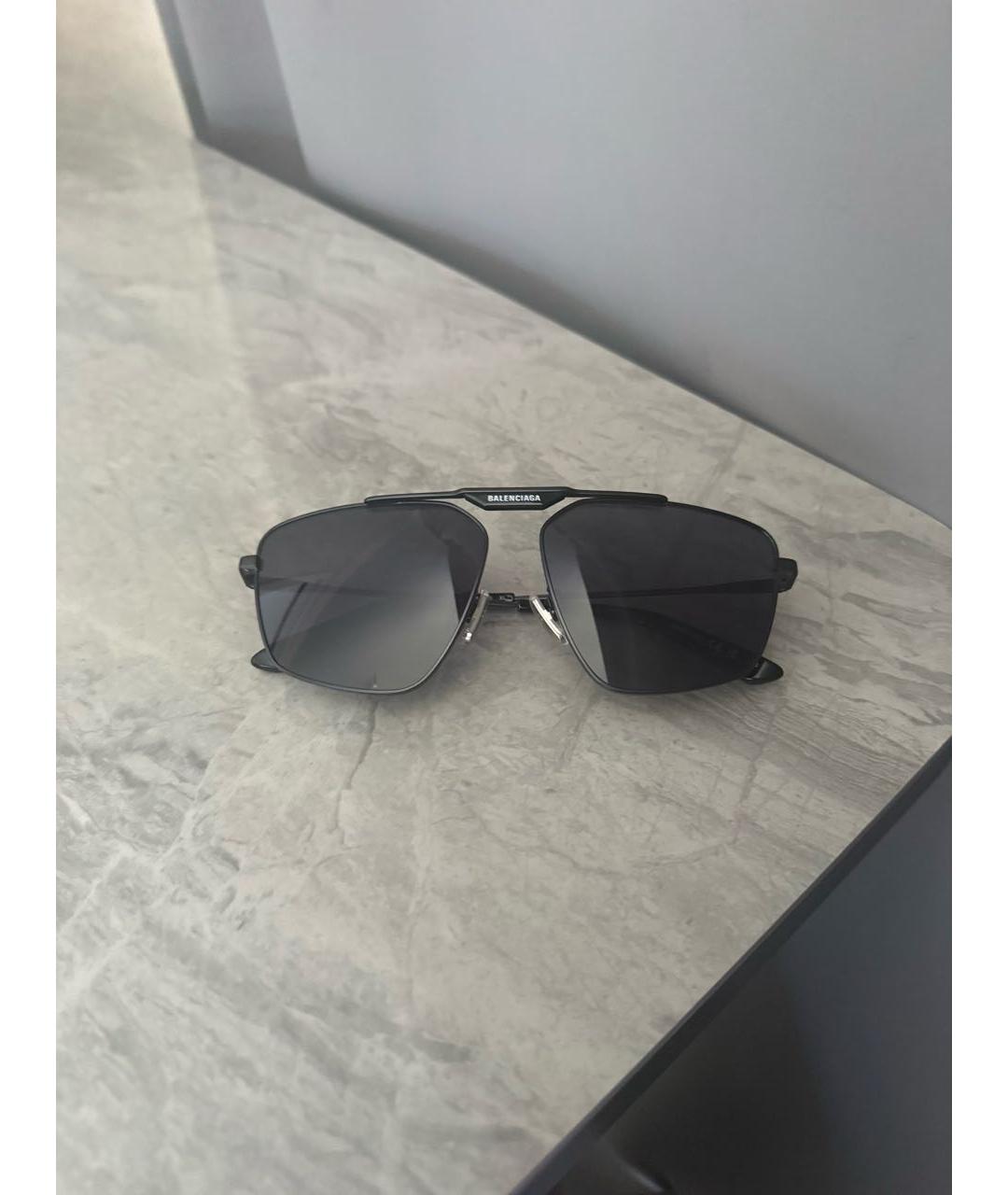 BALENCIAGA Черные металлические солнцезащитные очки, фото 5