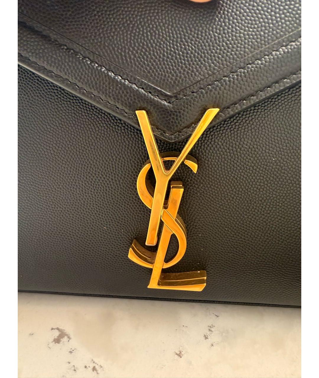 SAINT LAURENT Черная кожаная сумка с короткими ручками, фото 5