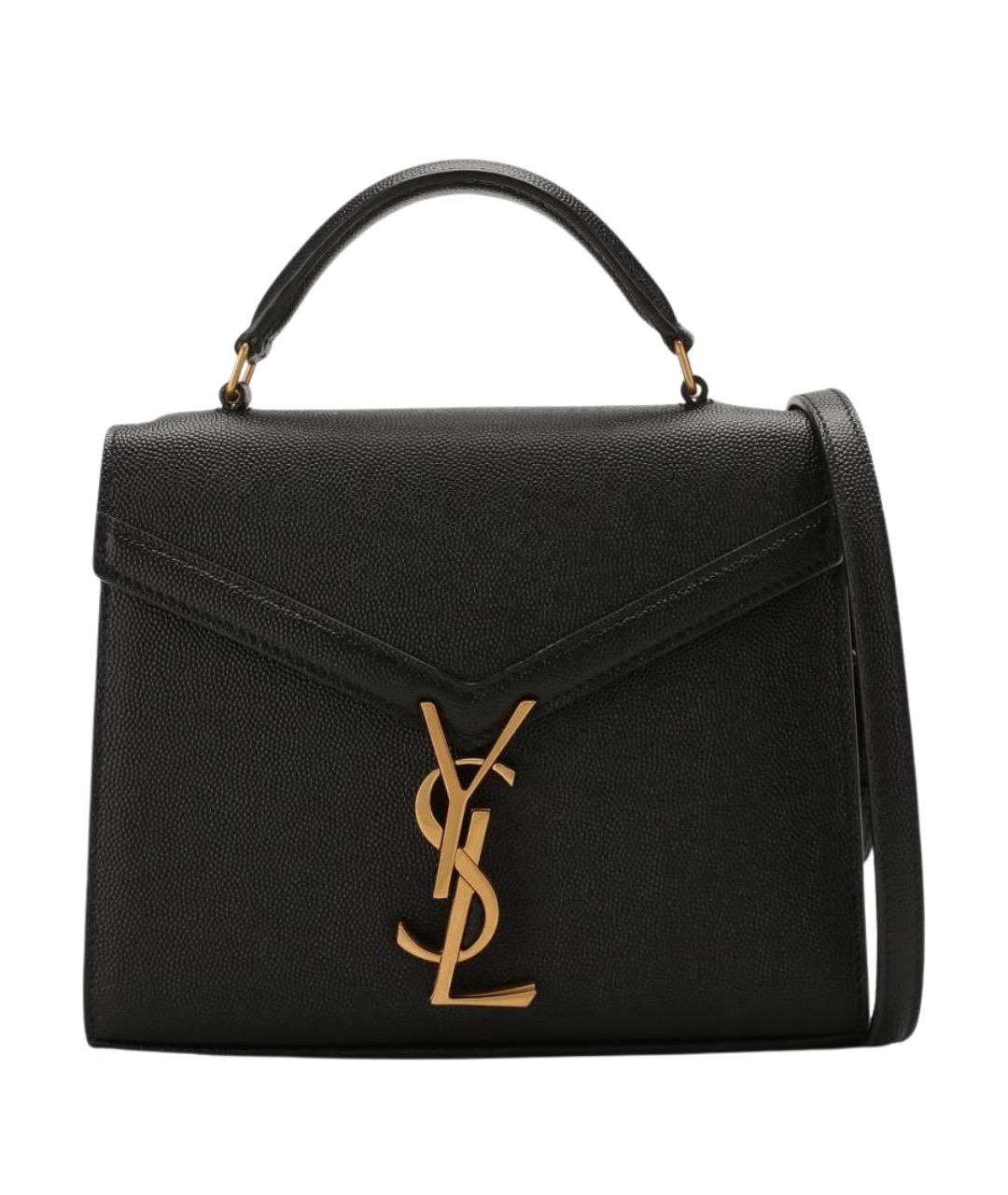 SAINT LAURENT Черная кожаная сумка с короткими ручками, фото 1