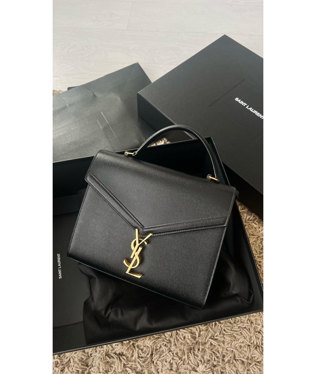 SAINT LAURENT Черная кожаная сумка с короткими ручками, фото 2