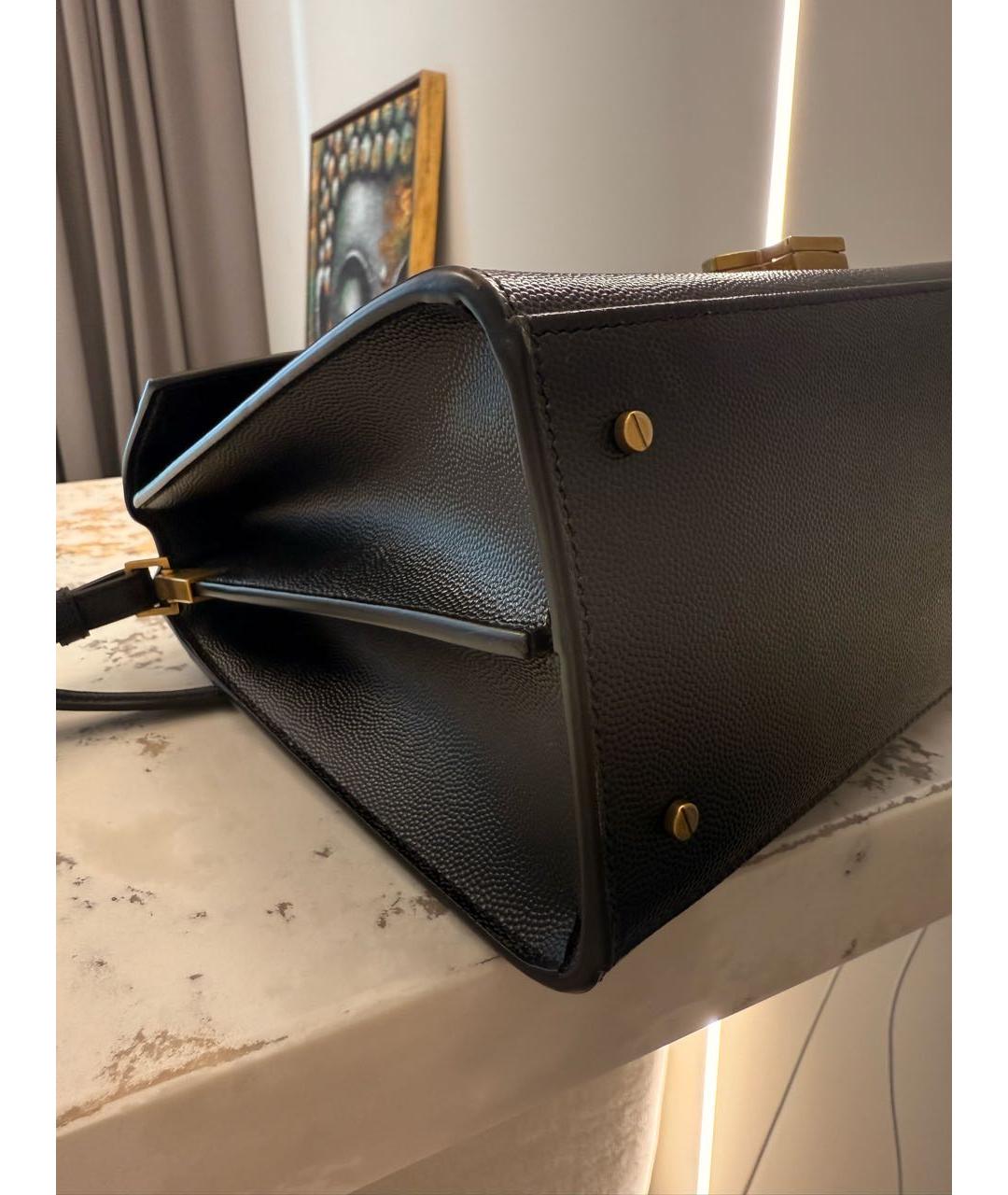 SAINT LAURENT Черная кожаная сумка с короткими ручками, фото 6