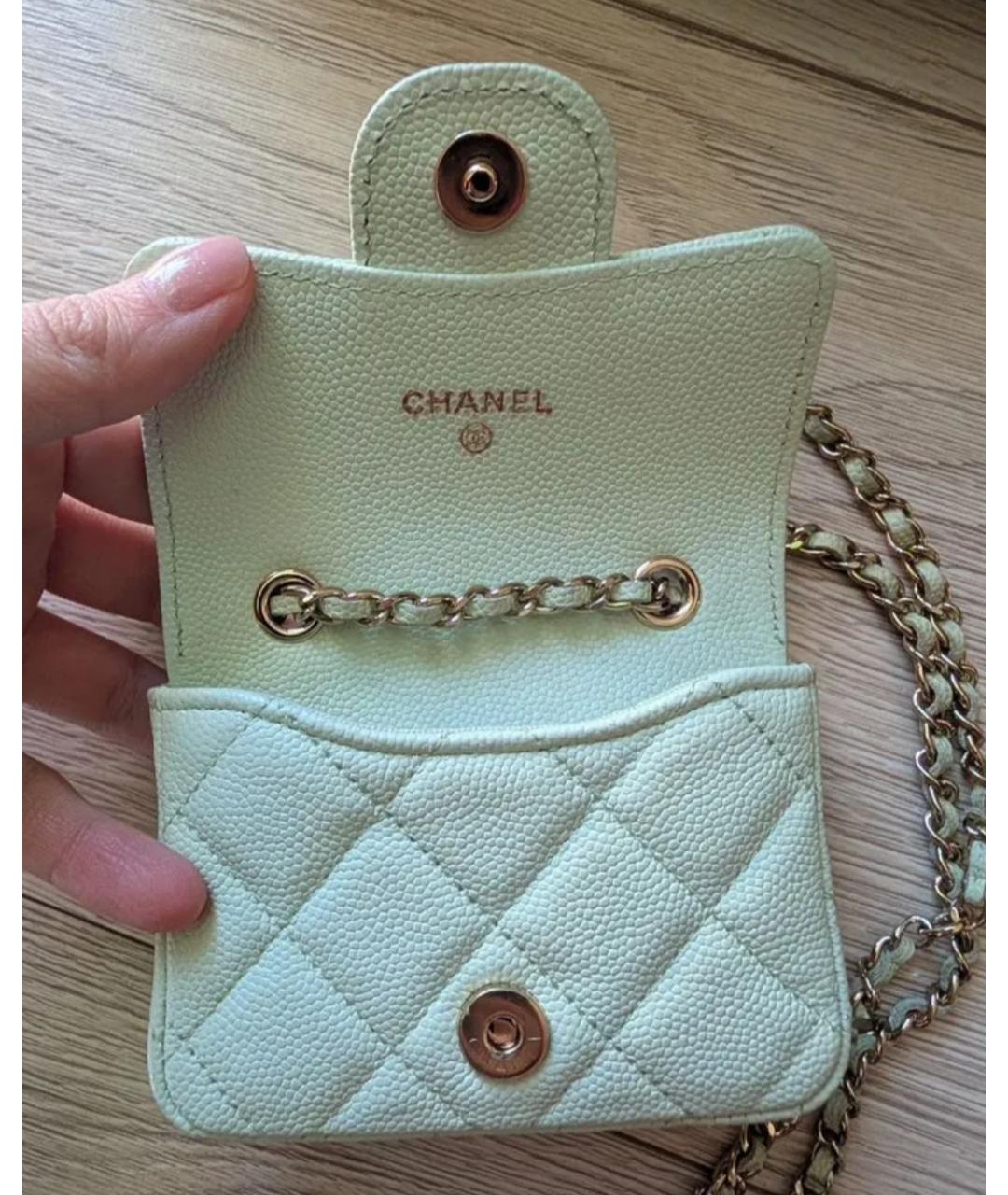 CHANEL Бирюзовая кожаная поясная сумка, фото 6