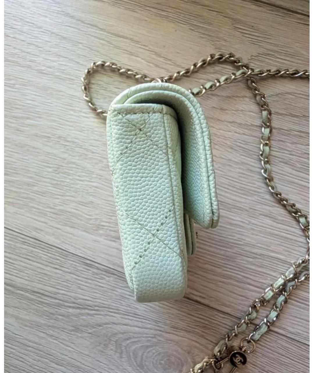 CHANEL Бирюзовая кожаная поясная сумка, фото 4
