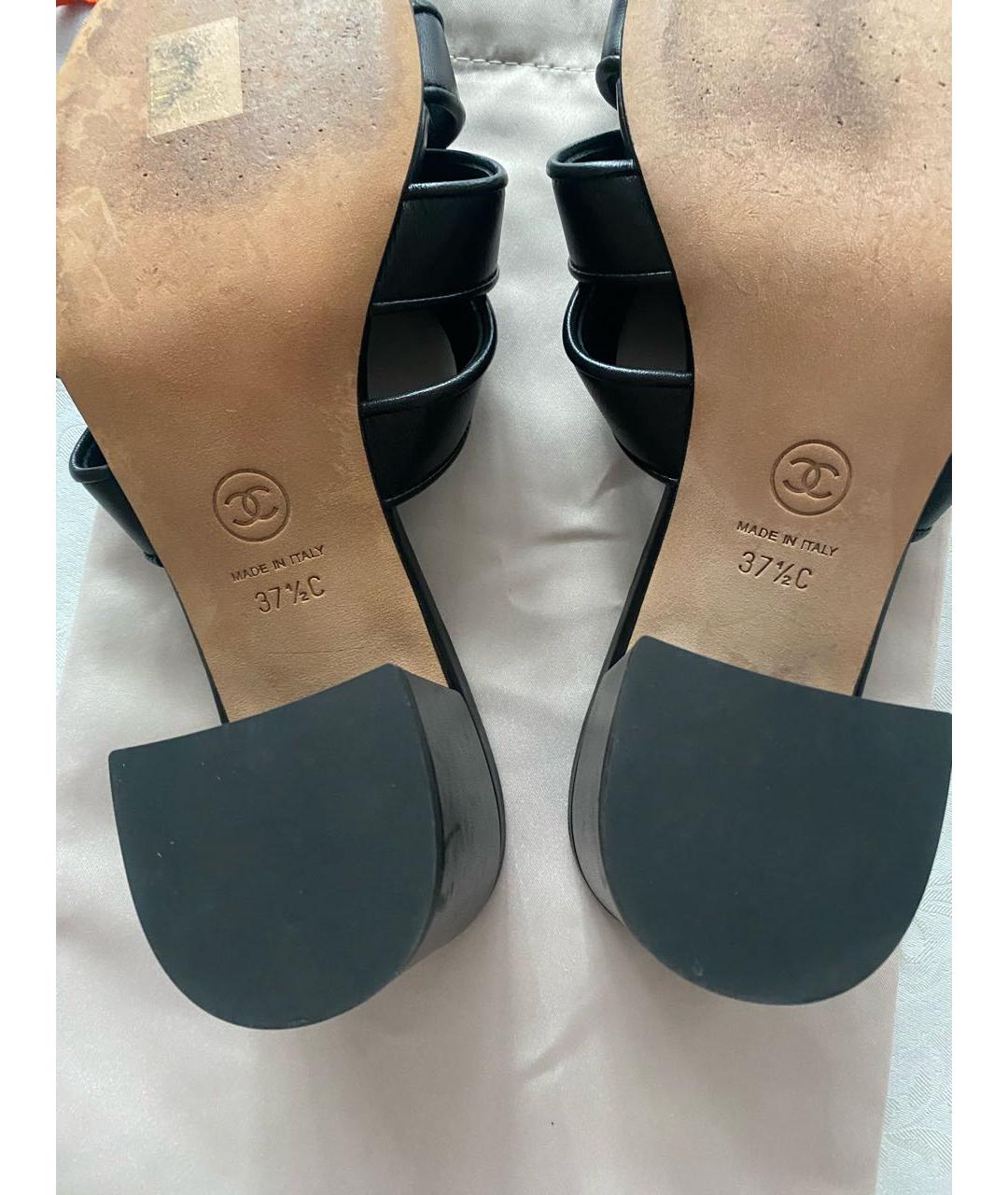 CHANEL Черные кожаные мюли, фото 8