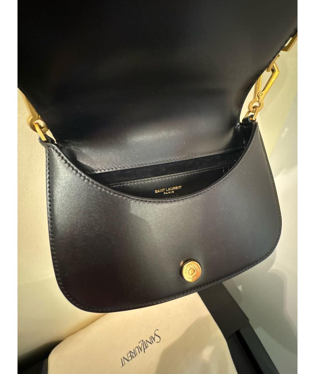 SAINT LAURENT Черная кожаная сумка с короткими ручками, фото 4