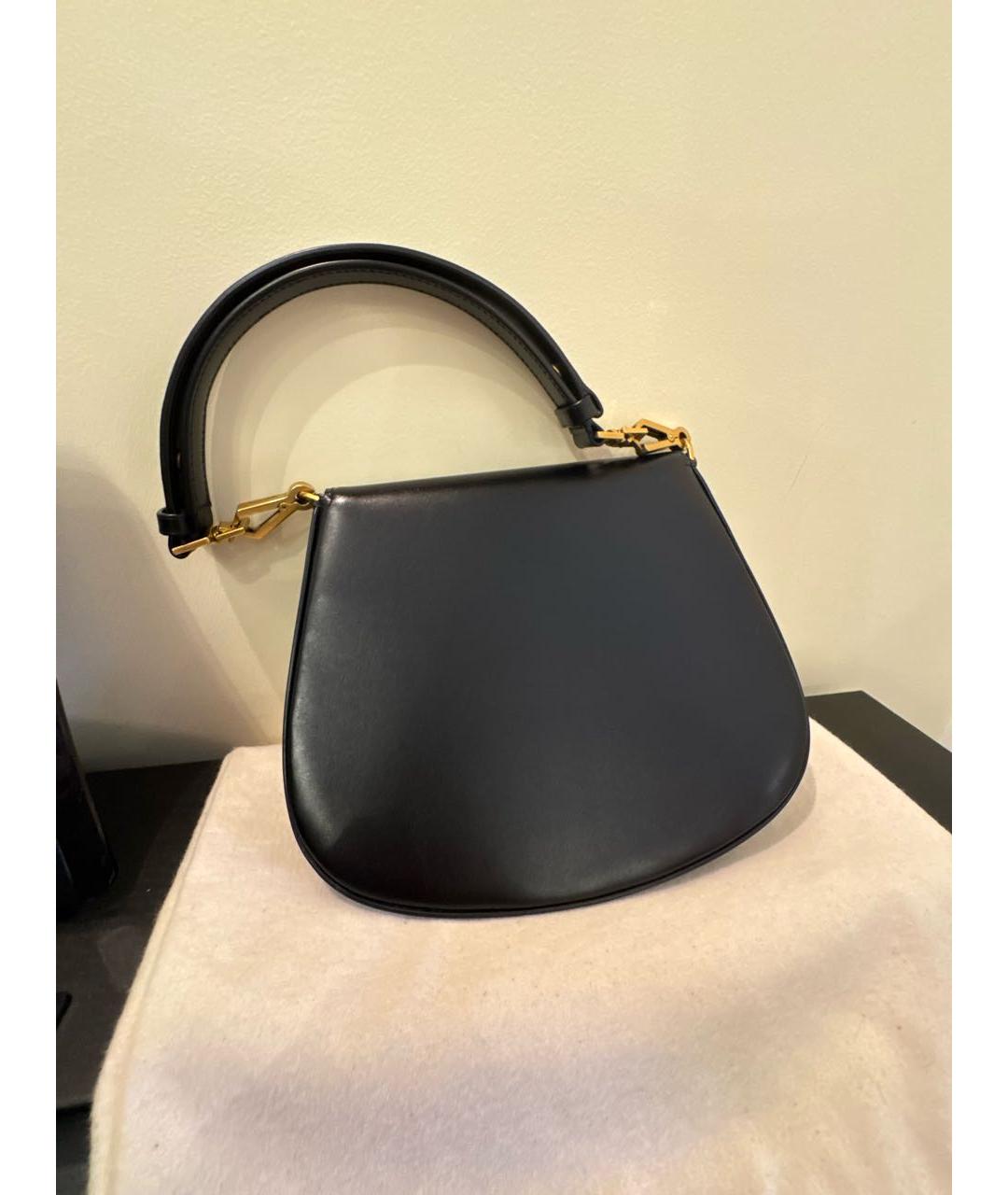 SAINT LAURENT Черная кожаная сумка с короткими ручками, фото 3