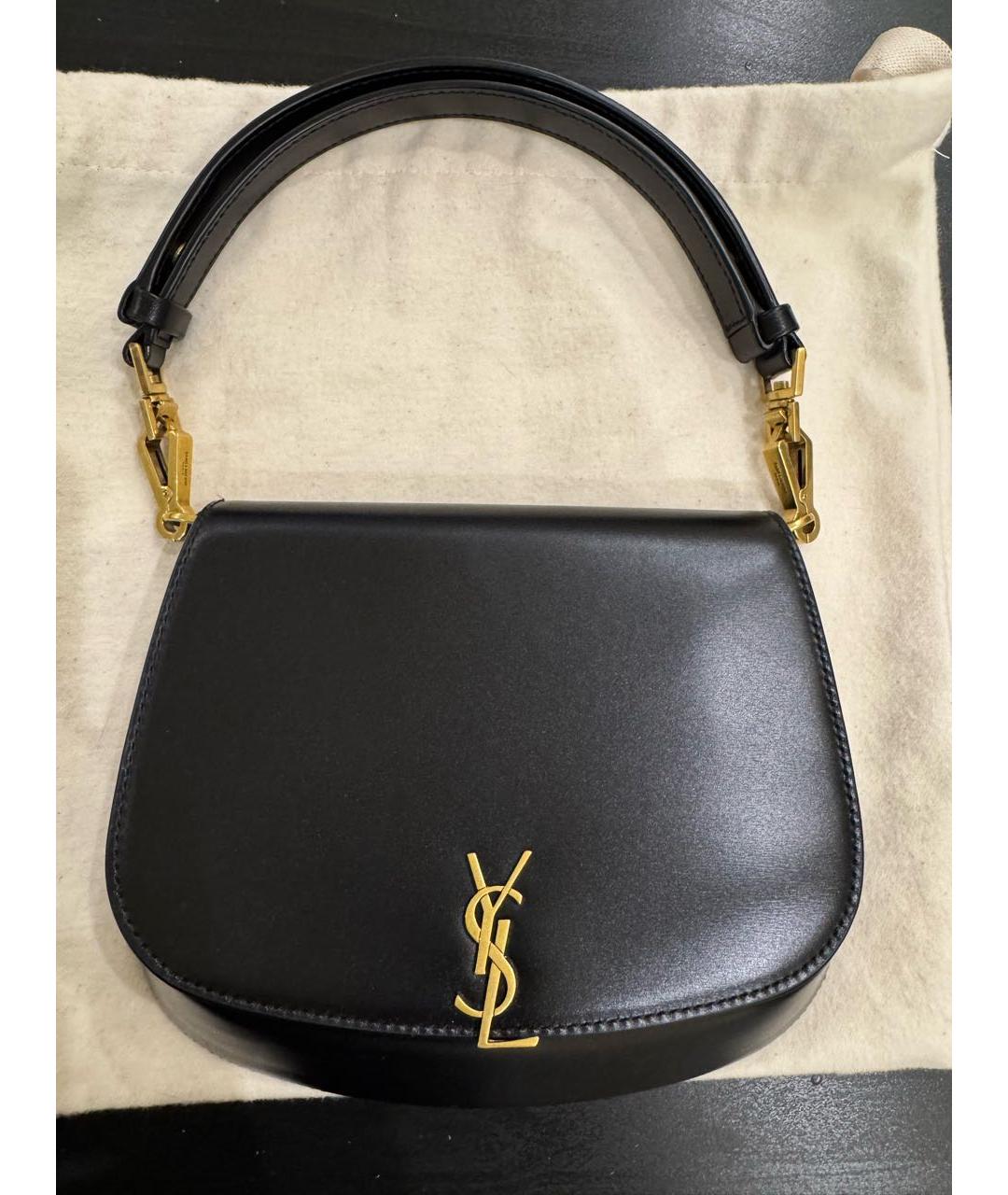 SAINT LAURENT Черная кожаная сумка с короткими ручками, фото 5