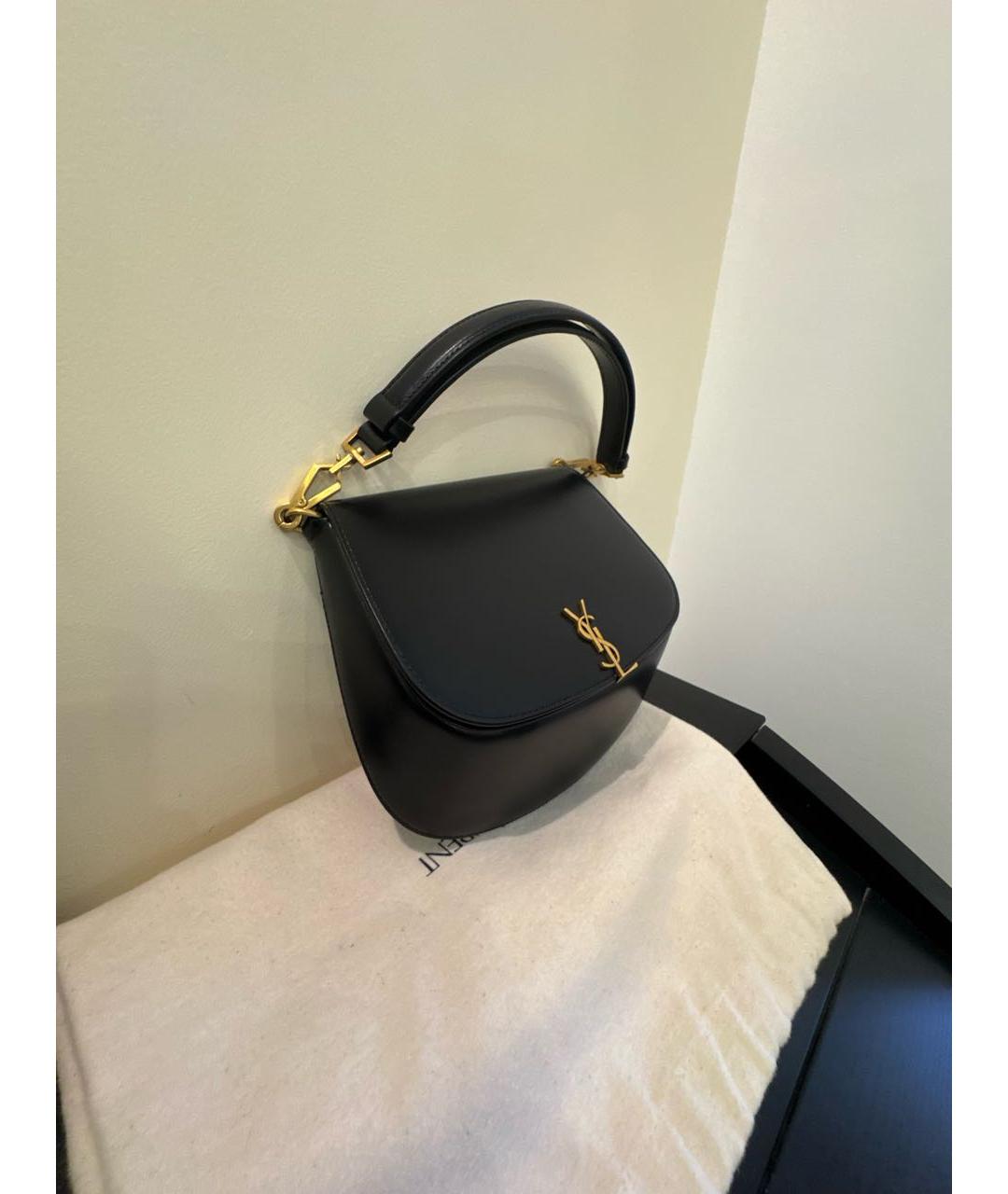 SAINT LAURENT Черная кожаная сумка с короткими ручками, фото 2